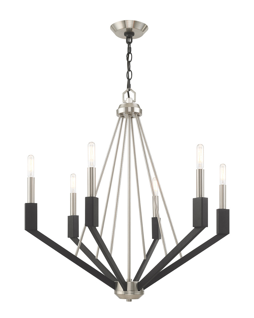 Livex Lighting Livex Beckett 6 Light Brushed Nickel & Black Chandelier