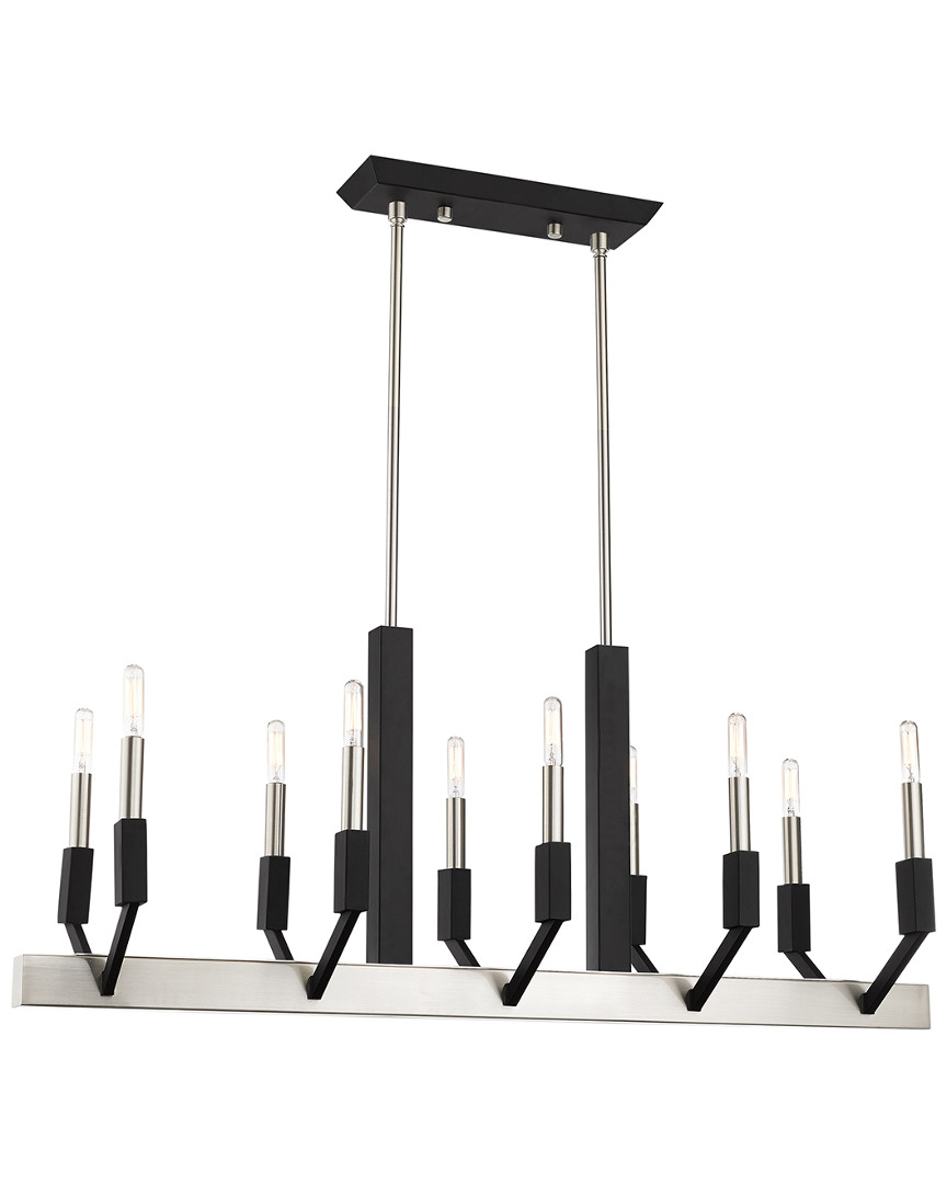 Livex Lighting Livex Beckett 10 Light Brushed Nickel & Black Linear Chandelier