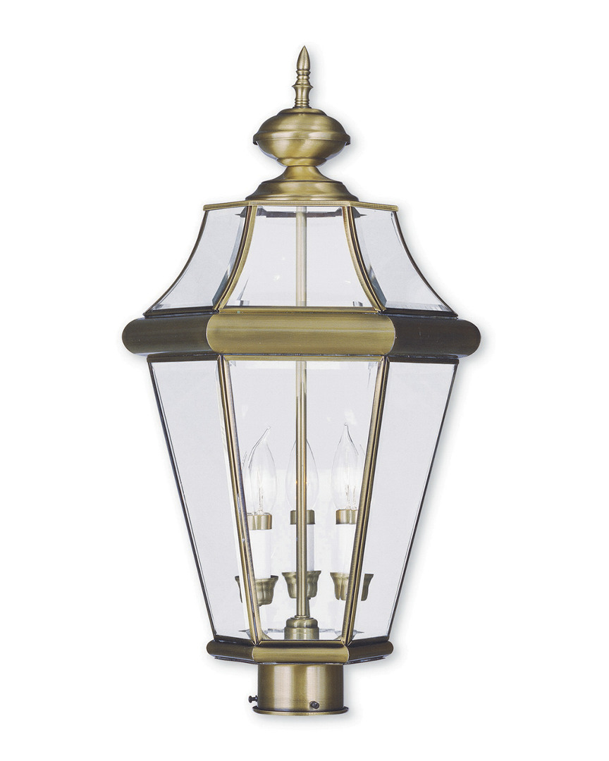 Livex Lighting Livex Georgetown 3-light Ab Outdoor Post Lantern