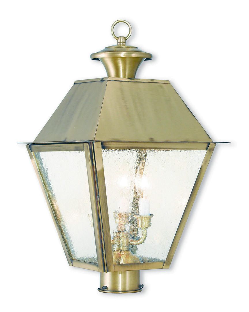 Livex Lighting Livex Mansfield 3-light Antique Brass Post-top Lantern