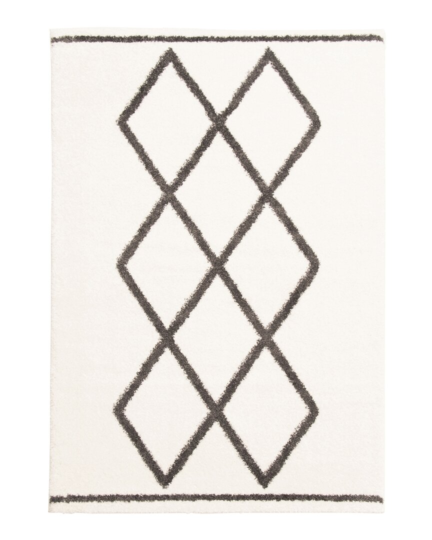 Ecarpet Amara Moroccan Geometric Shag Rug In Ivory