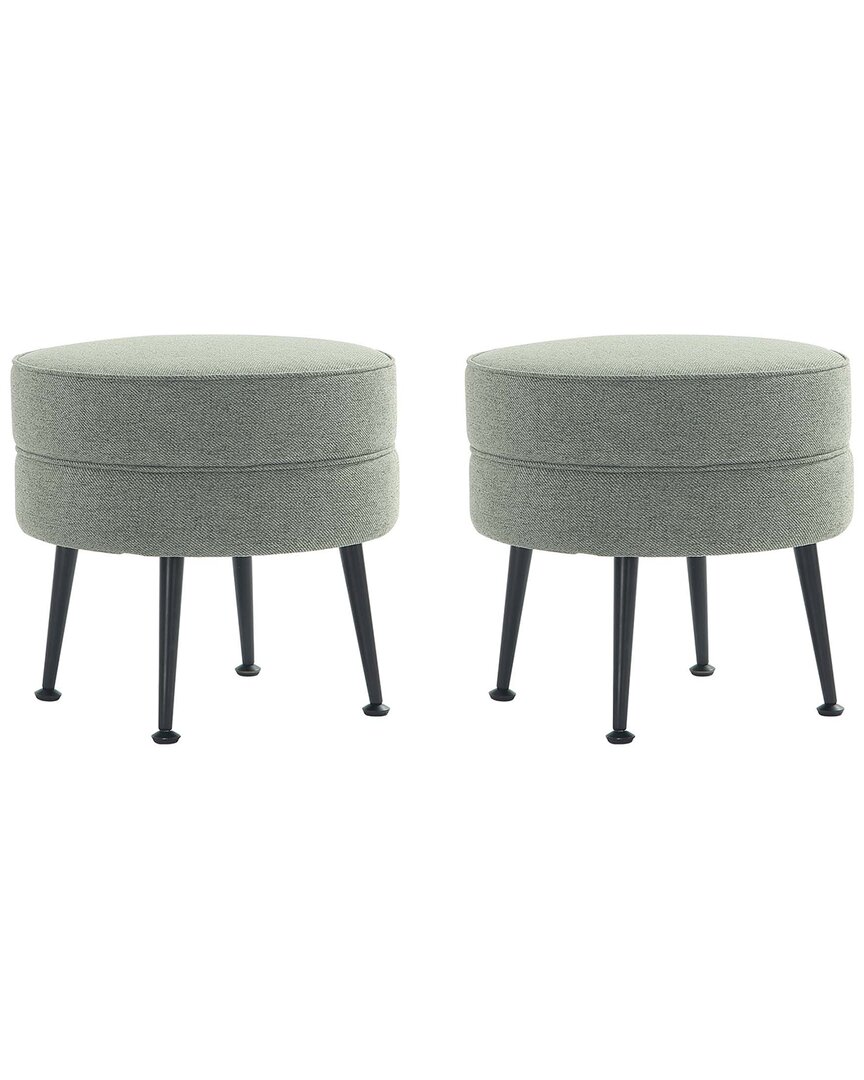 Manhattan Comfort Bailey Mid-century Modern Woven Polyester Blend Upholstered  Ottoman In Green