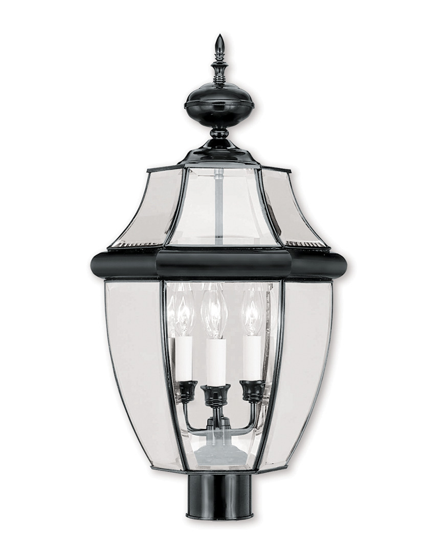 Livex Lighting Livex Monterey 3-light Black Outdoor Post Lantern In Gray