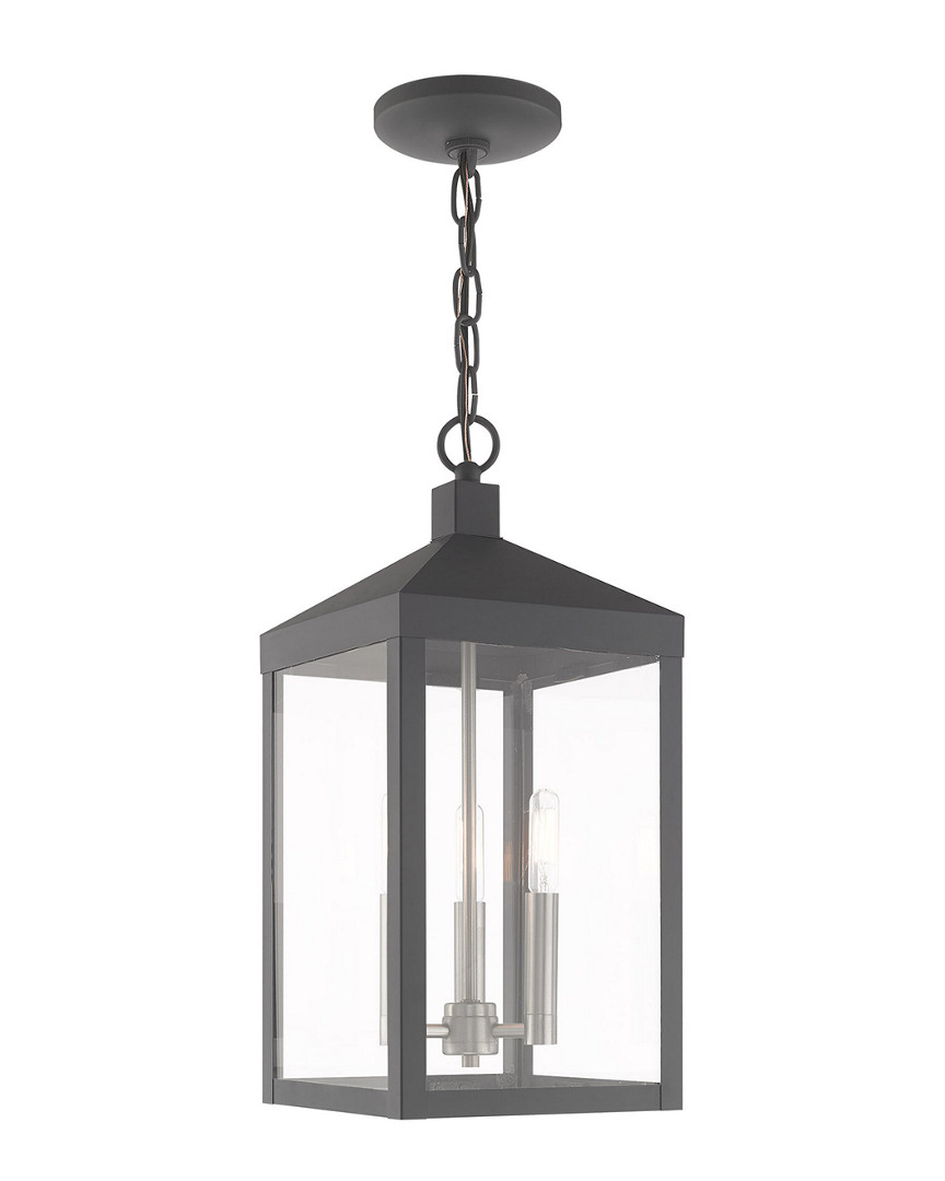 Livex Lighting Livex Nyack 3 Light Scandinavian Gray Outdoor Pendant Lantern