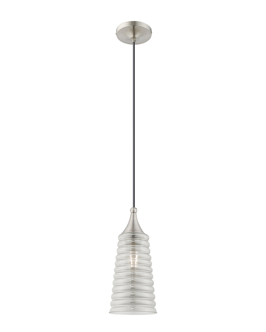 Livex Lighting Livex Art Glass 1 Lt Brushed Nickel Mini Pendant