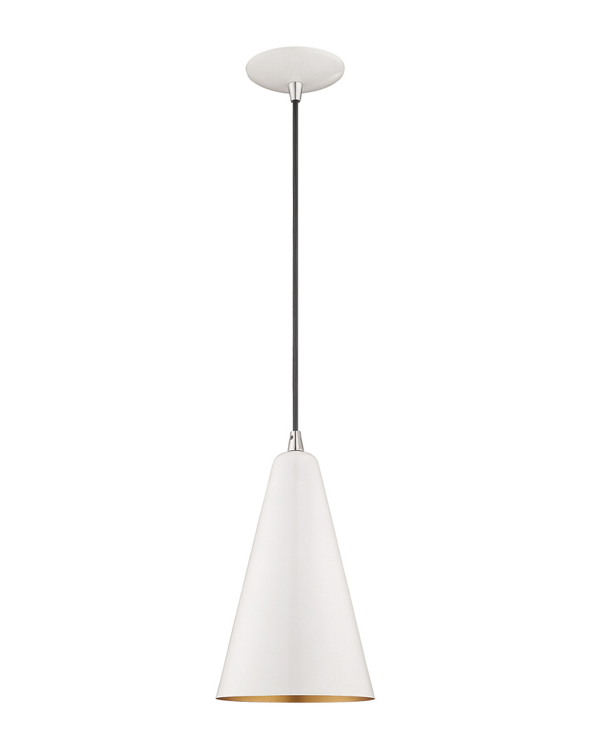 Livex Lighting Livex Metal Shade 1 Lt Shiny White Mini Pendant
