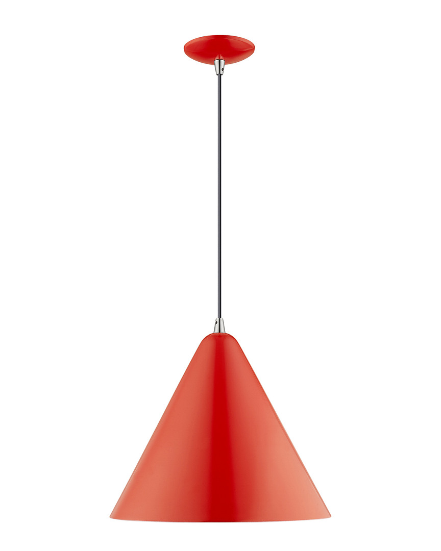 Livex Lighting Livex Metal Shade 1 Lt Shiny Red Mini Pendant