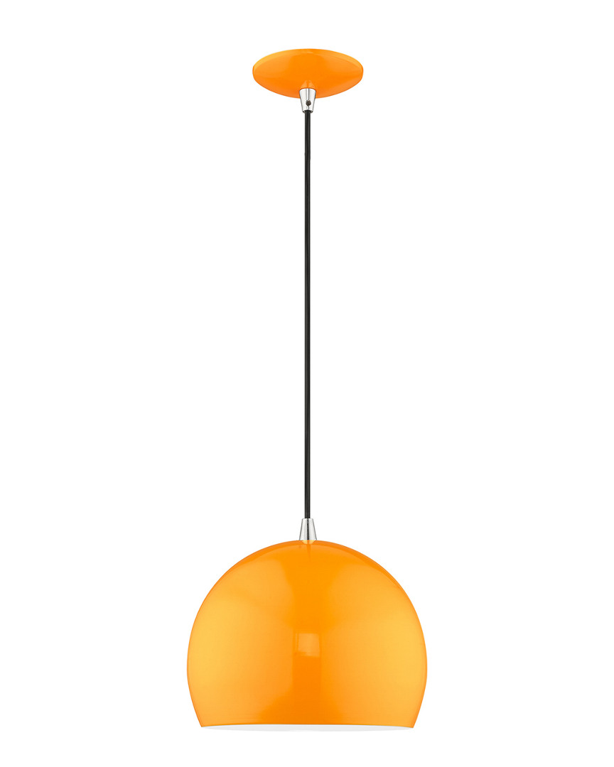 Livex Lighting Livex Metal Shade 1 Lt Shiny Orange Mini Pendant