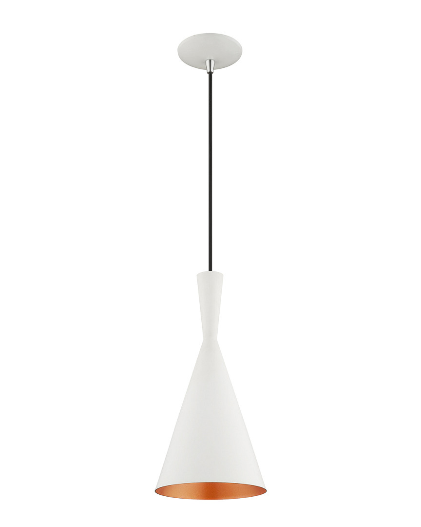 Livex Lighting Livex Metal Shade 1 Lt White Mini Pendant In White