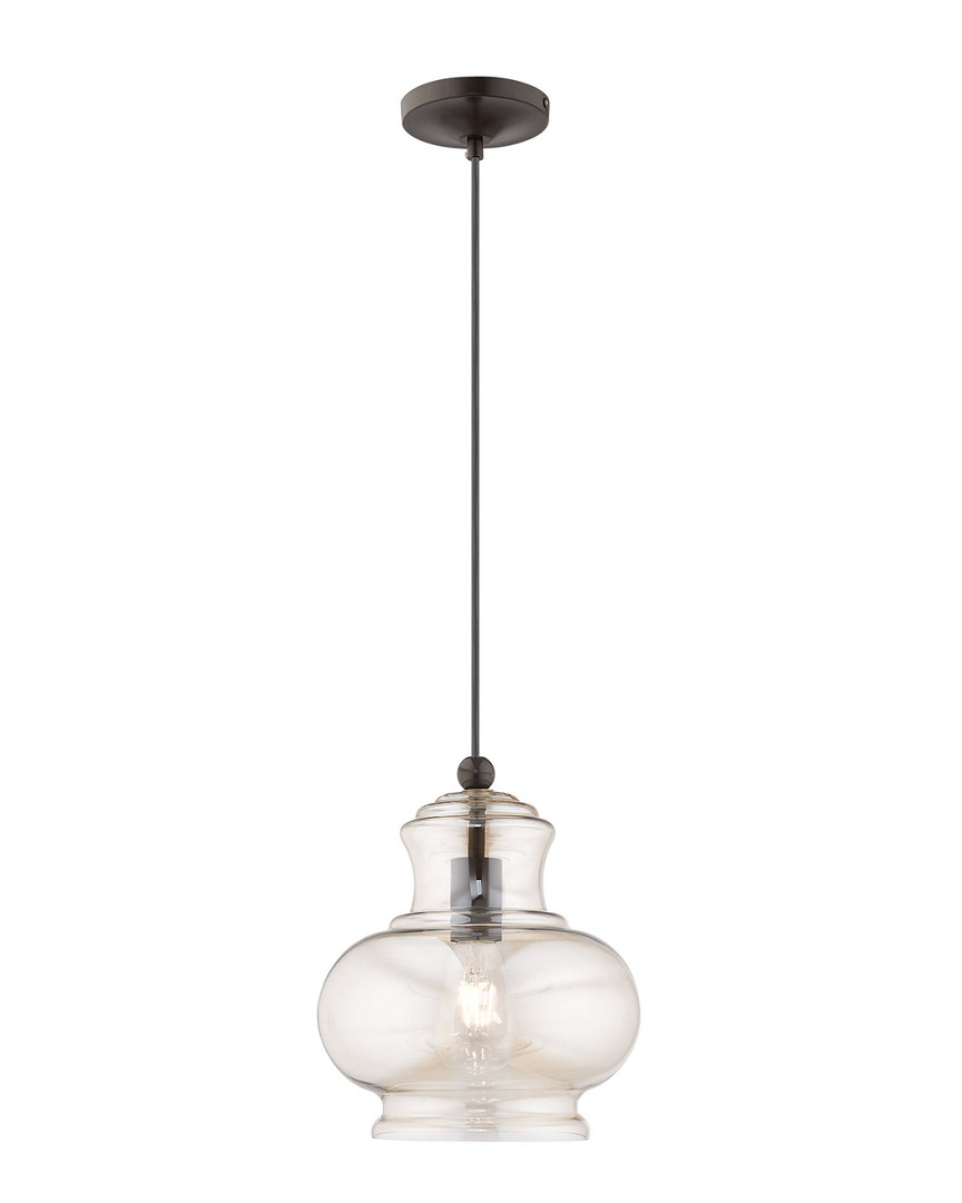 Livex Lighting Livex Art Glass 1 Lt English Bronze Mini Pendant