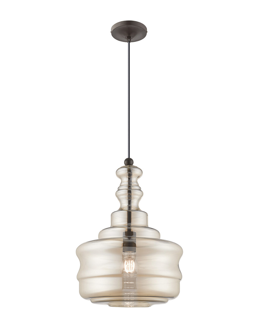 Livex Lighting Livex Art Glass 1 Lt English Bronze Mini Pendant