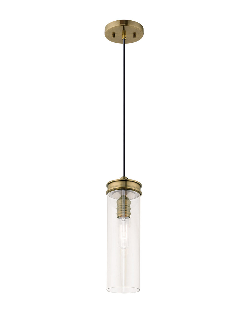 Livex Lighting Livex Art Glass 1 Lt Antique Brass Mini Pendant