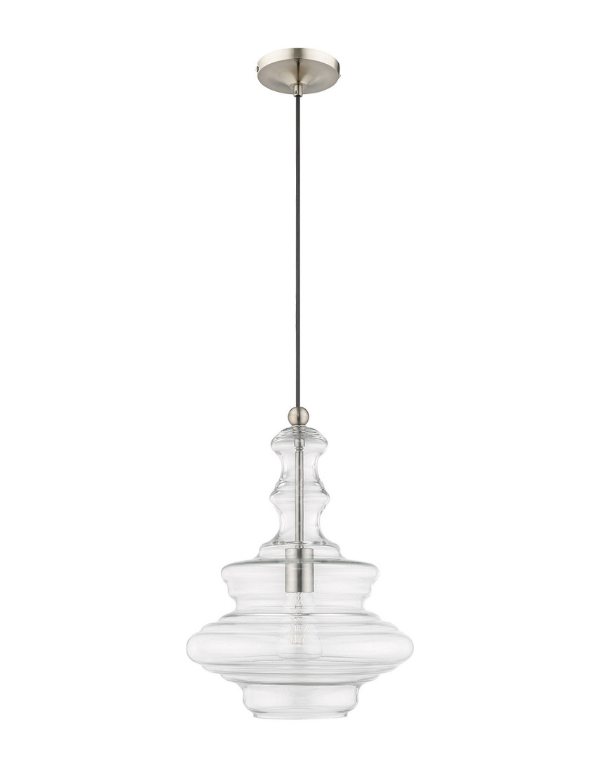 Livex Lighting Livex Art Glass 1 Lt Brushed Nickel Mini Pendant