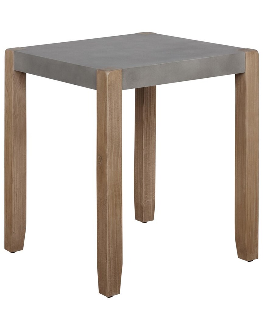 Alaterre Newport 21in Square Faux Concrete & Wood End Table