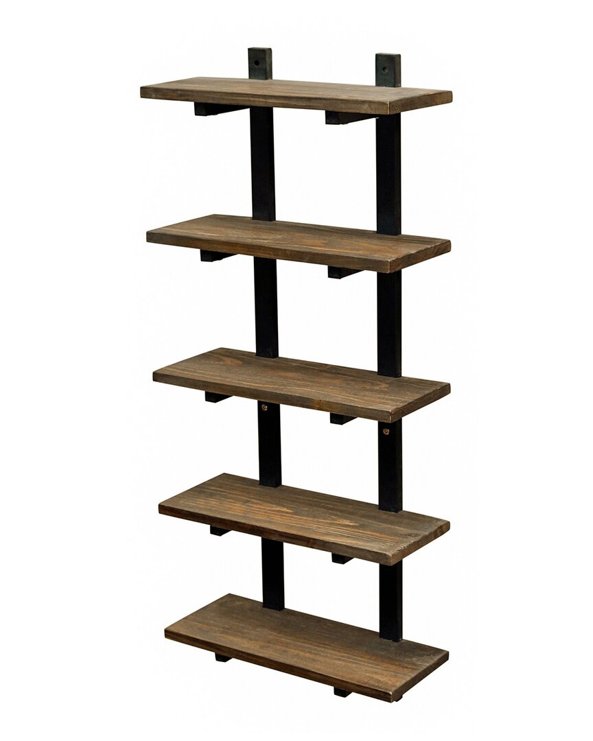 Alaterre Pomona 5-shelf Metal & Solid Wood Bath Wall Shelf