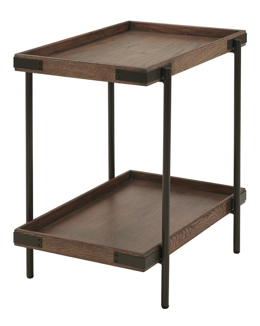Alaterre Kyra 27in Oak & Metal Side Table With Shelf