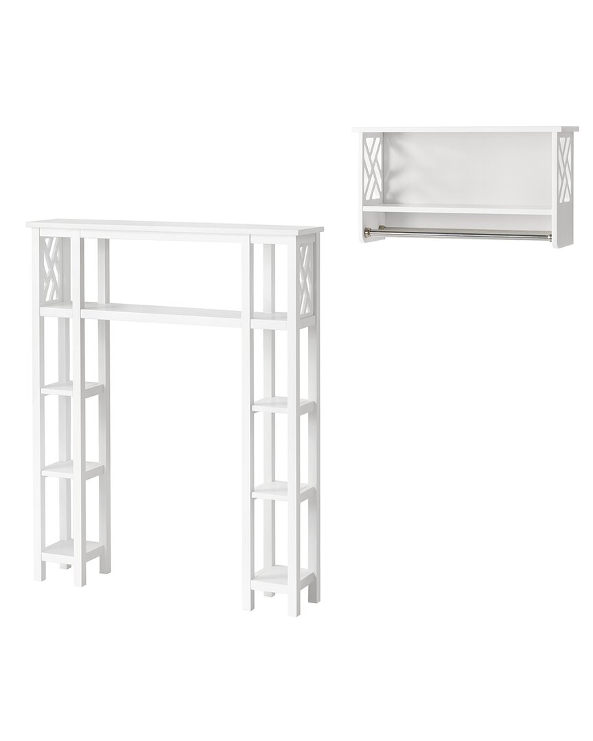 Alaterre Coventry Over Toilet Open Shelving Unit With Left & Right Side Shelves, Shelf With Two Towe