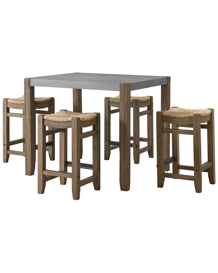 Alaterre Newport 5pc Dining Set With 36inh Wood Counter-height Dining Table & Four 26inh Stools