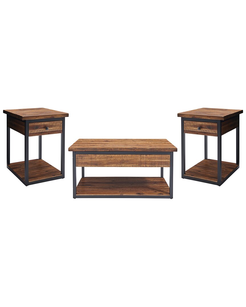 Alaterre Claremont Rustic Wood Set With Coffee Table & Two End Tables
