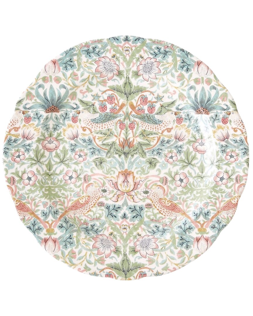 Spode Morris & Co. 12in Round Serving Platter: Strawberry Thief In Multi