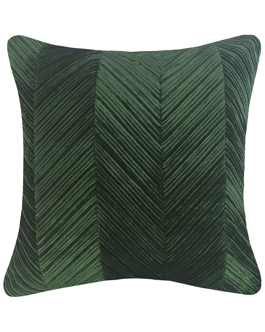 Edie Home Chevron Velvet Decorative Pillow In Emerald