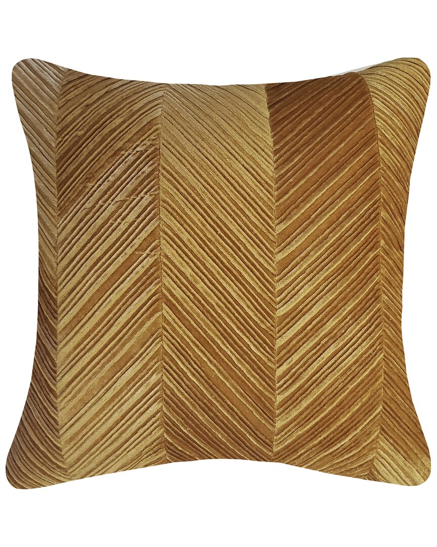 Edie Home Chevron Velvet Decorative Pillow In Gold