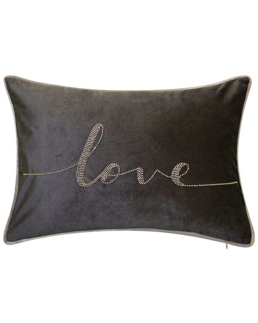 Edie Home Celebrations Beaded Love Decorative Pillow In Black