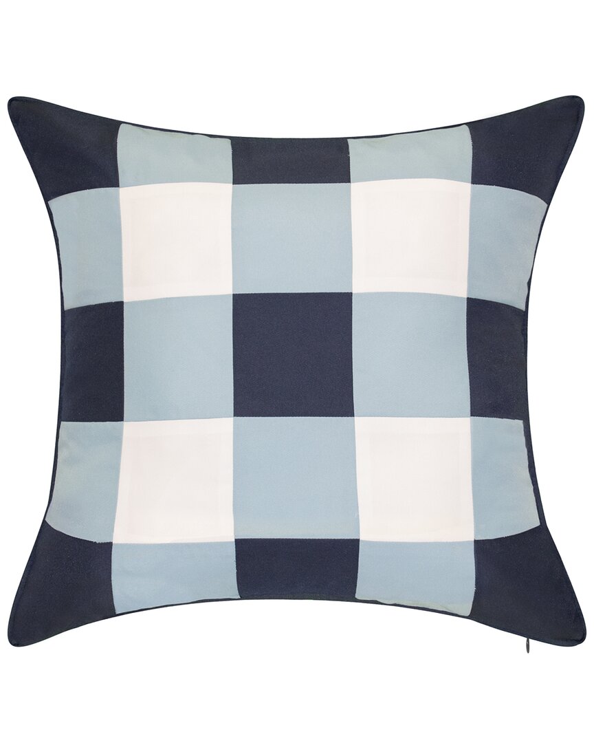 Edie Home Outdoor Gingham Decorative Pillow In Navy