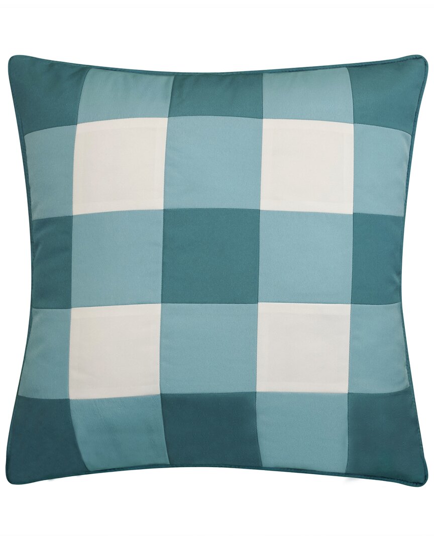 Edie Home Outdoor Gingham Decorative Pillow In Turquoise