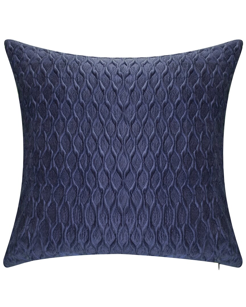 Edie Home Fishnet Ruched Velvet Decorative Pillow In Sapphire