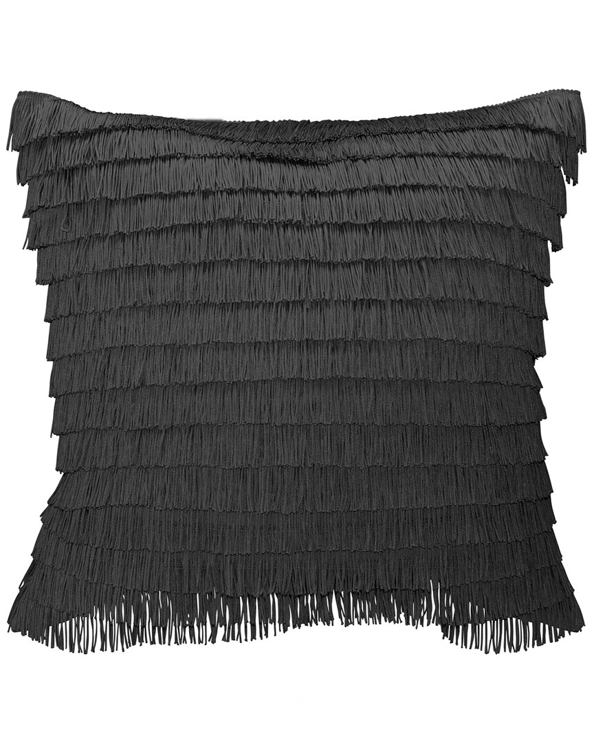 Edie Home Gatsby Fringe Decorative Pillow In Black