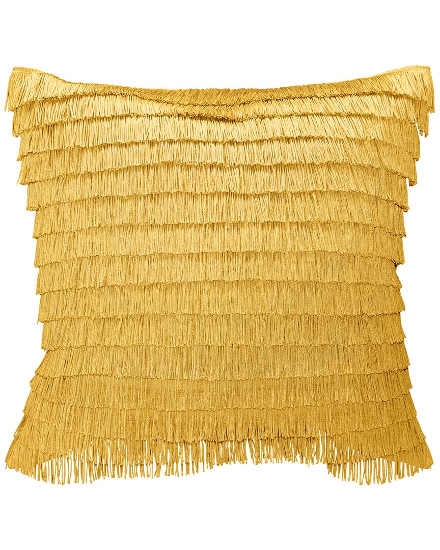 Edie Home Gatsby Fringe Decorative Pillow In Gold