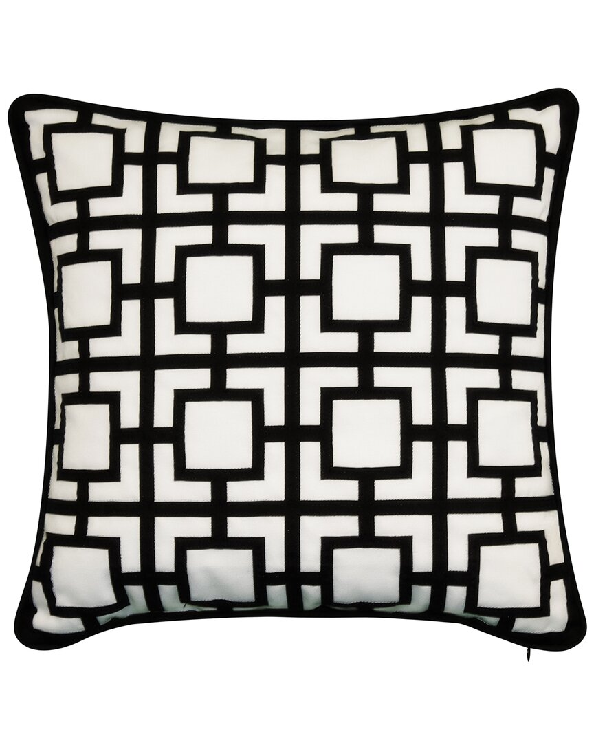 Edie Home Modern Links Applique Indoor & Outdoor Decorative Pillow In Black