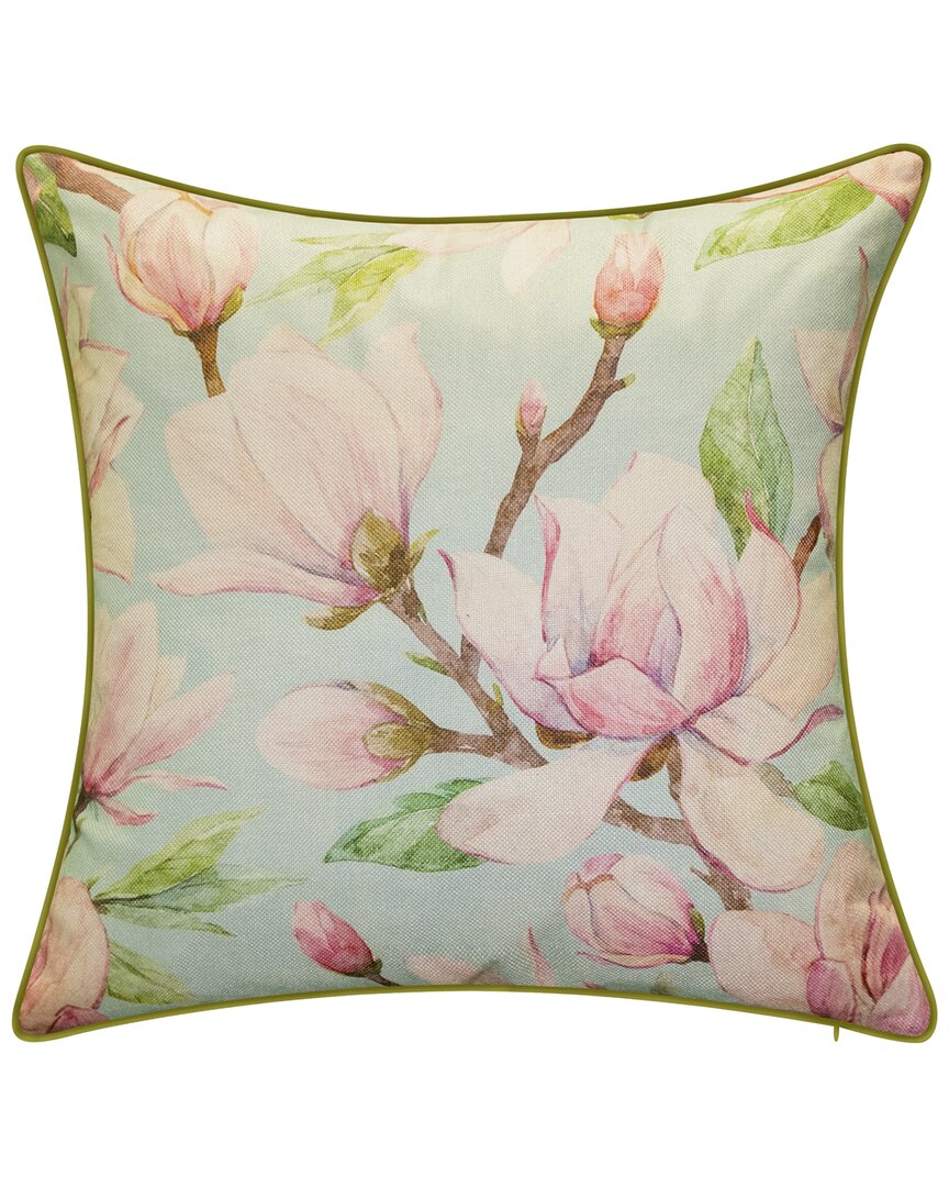 Edie Home New York Botanical Garden Watercolor Magnolia Pillow In Mineral