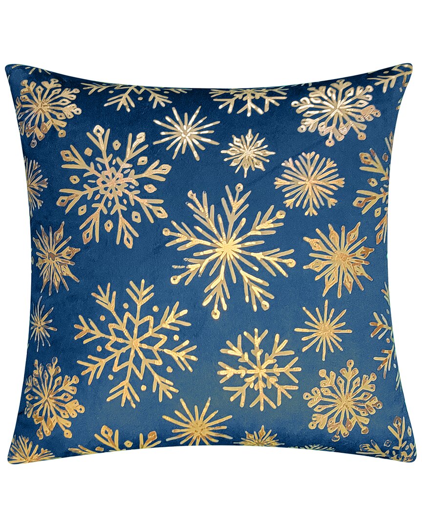 Edie Home Snowflakes Velvet Foil Print Holiday Decorative Pillow In Emerald