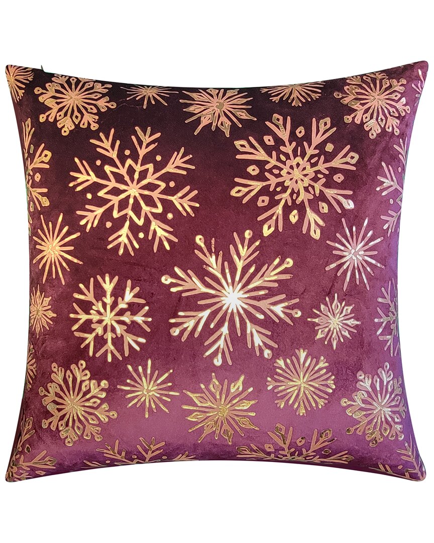 Edie Home Snowflakes Velvet Foil Print Holiday Decorative Pillow