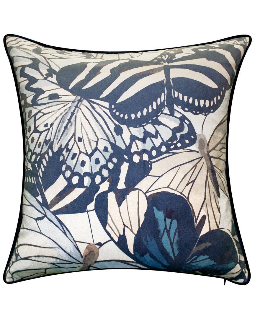 Edie Home Edie@home Velvet Bold Butterfly Decorative Pillow In Blue