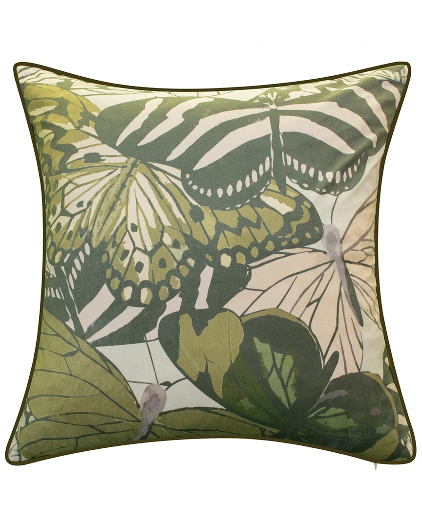 Edie Home Edie@home Velvet Bold Butterfly Decorative Pillow In Green