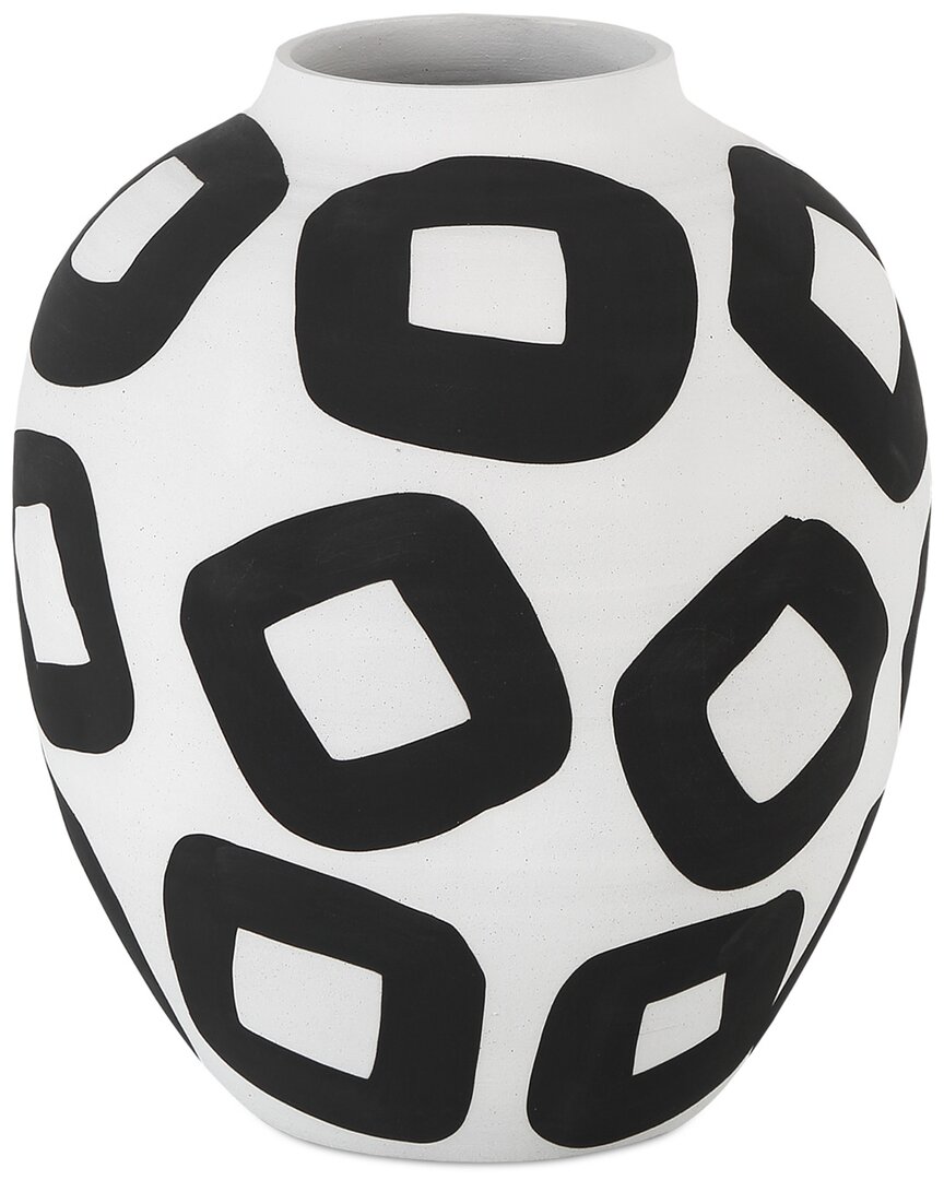 Currey & Company 12in Porcelain Pagliacci Vase In White