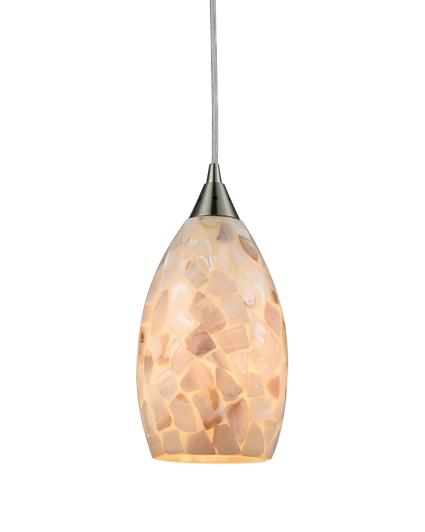 Artistic Home & Lighting Capri 1-light Pendant In Satin Nickel & Capiz Shell