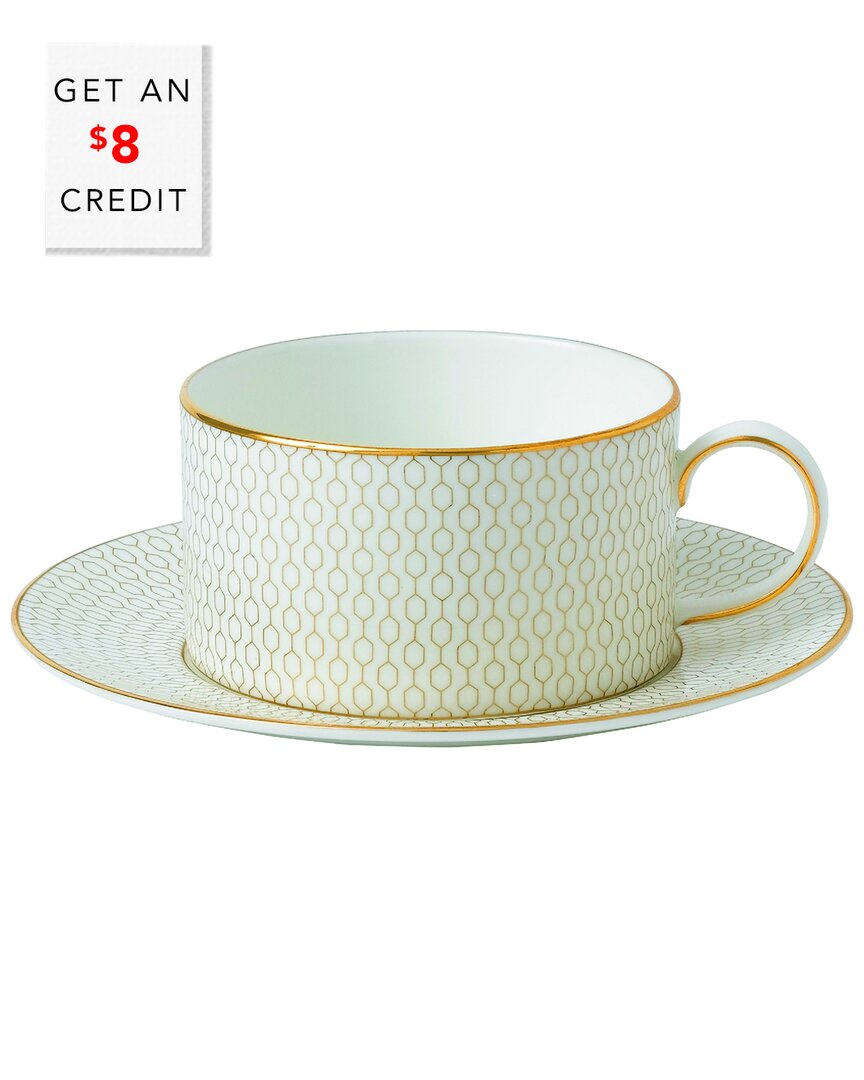Wedgwood Arris 2pc Teacup And Saucer Set With $8 Credit