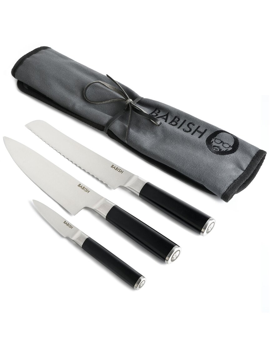 Babish 4pc High-carbon Stainless Steel Knife Set With Knife Roll