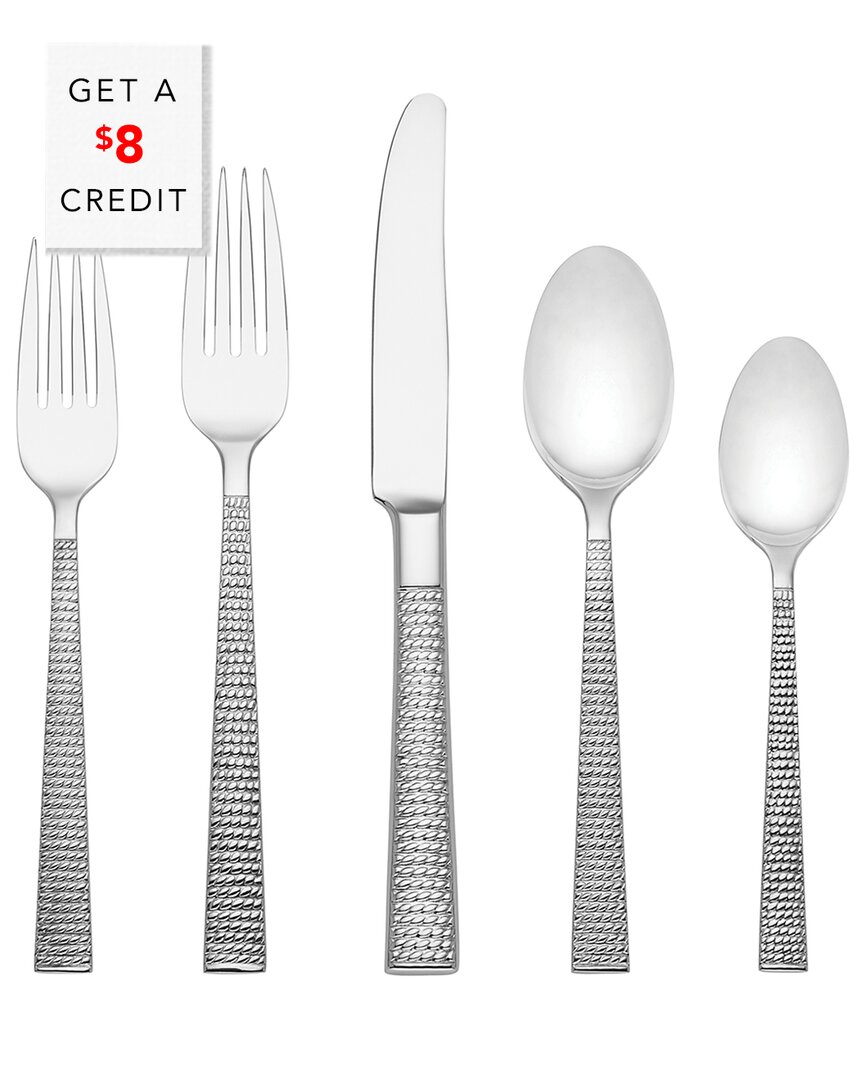 Kate Spade New York Wickford 5pc Flatware Set With $8 Credit In Silver