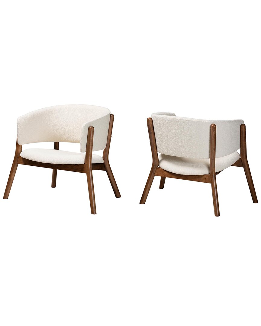 Baxton Studio Set Of 2 Baron Mid-century Modern Boucle Accent Chairs In Brown