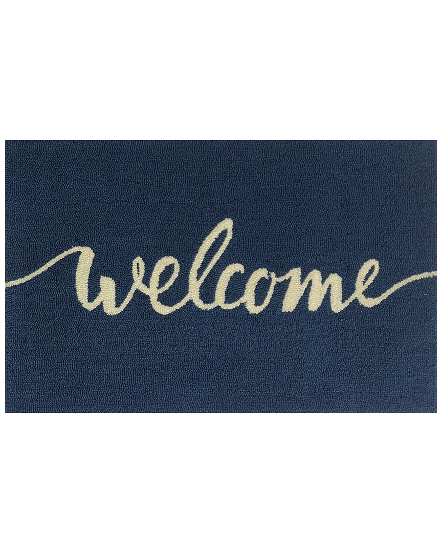 The Rug Market Welcome Script 30x48in Doormat In Blue