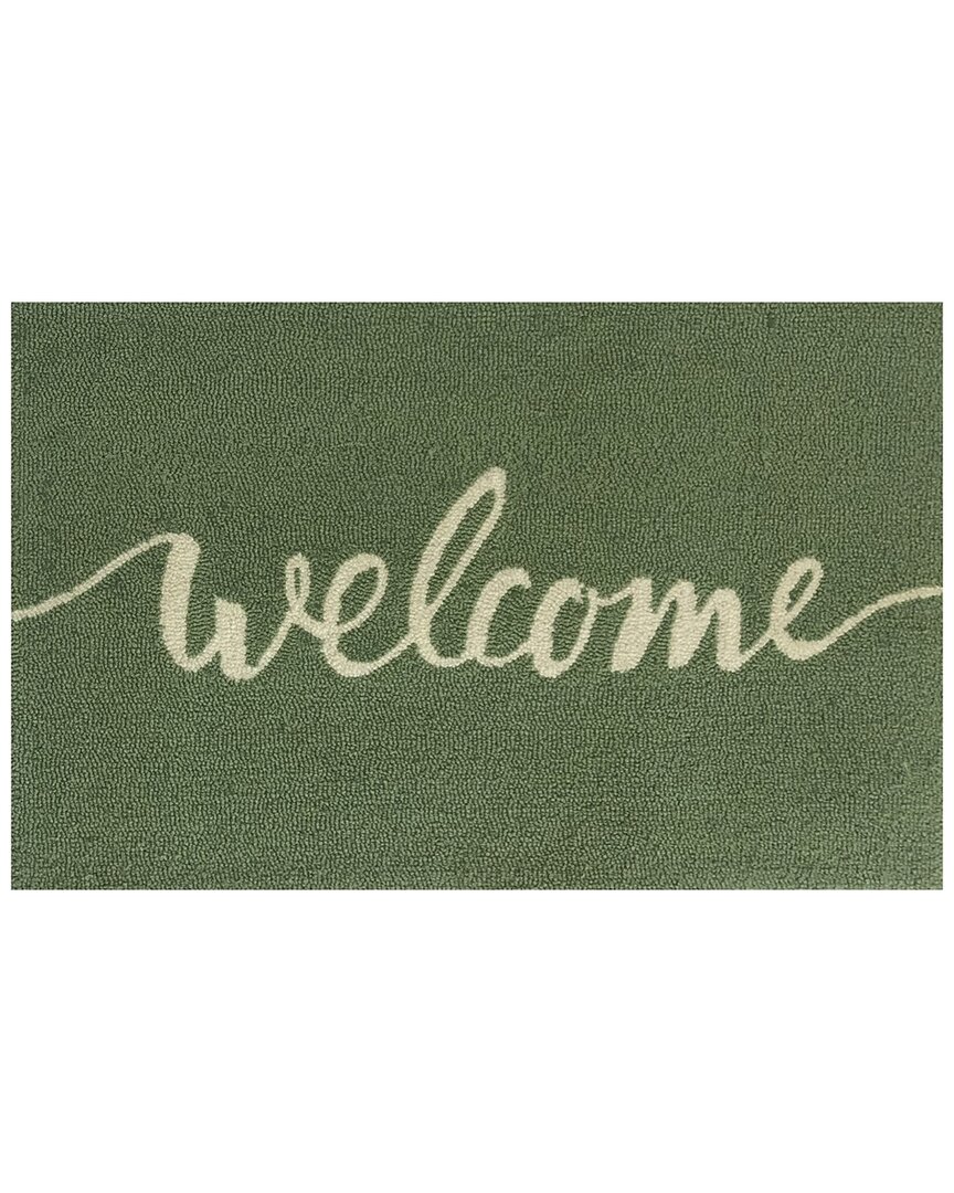 The Rug Market Welcome Script 30x48in Doormat In Green