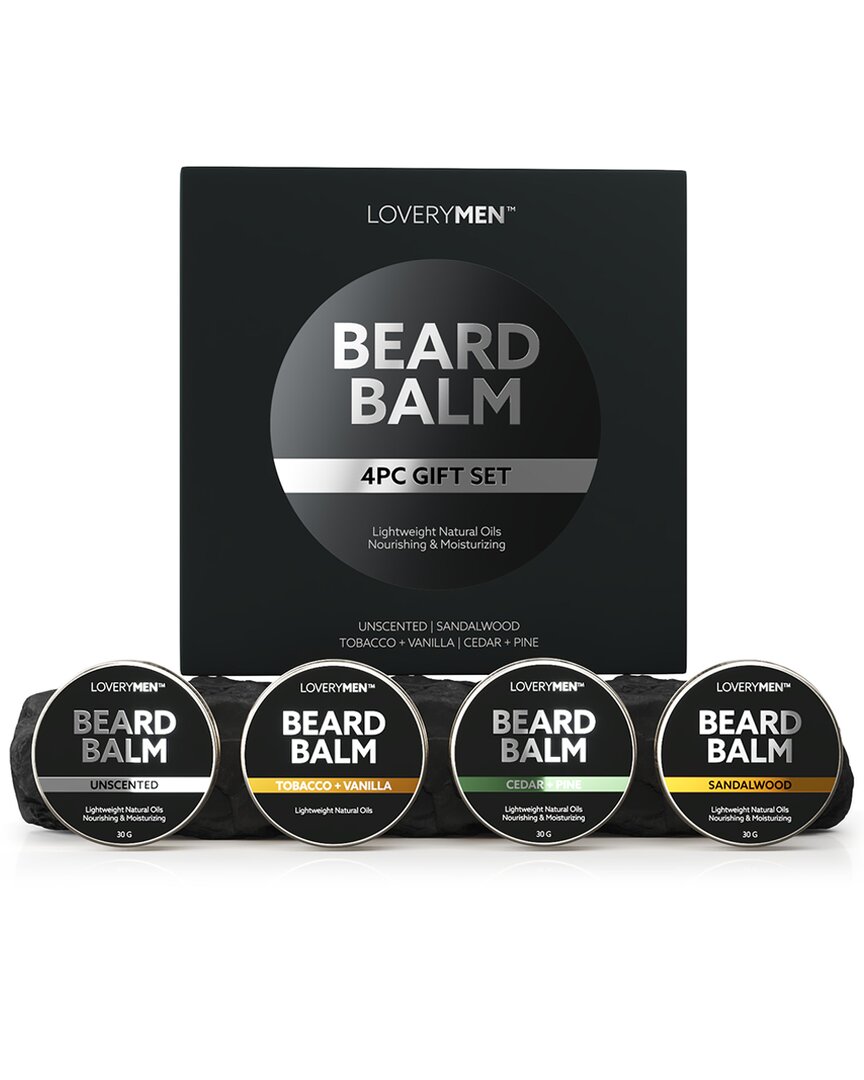 Lovery Men Beard Balm 4-pack Gift Set - Premium Gro
