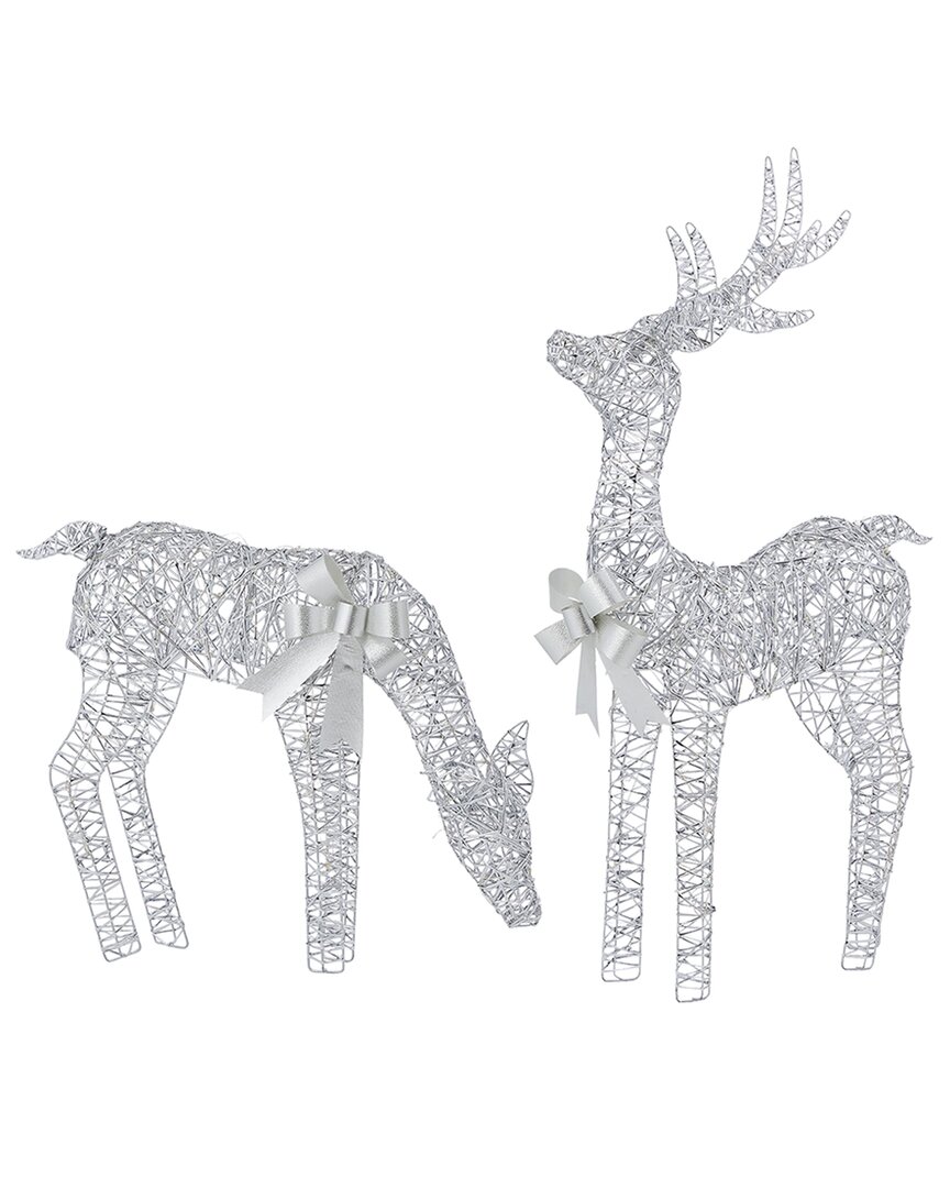 Seasonal Llc Metallic Silver Reindeer In Green
