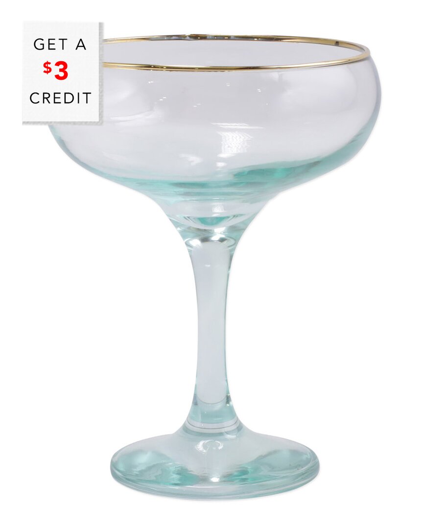Vietri Viva By  Rainbow Green Coupe Champagne Glass With $3 Credit