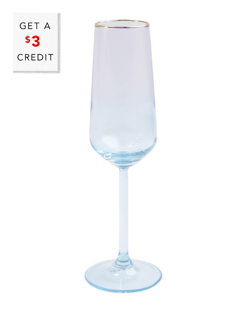 Vietri Dnu Unprofitable Viva By  Rainbow Turquoise Champagne Flute With $3 Credit In Green